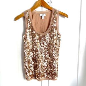 S SP Taylor Loft Gold Copper Sequined Tank Small Petite